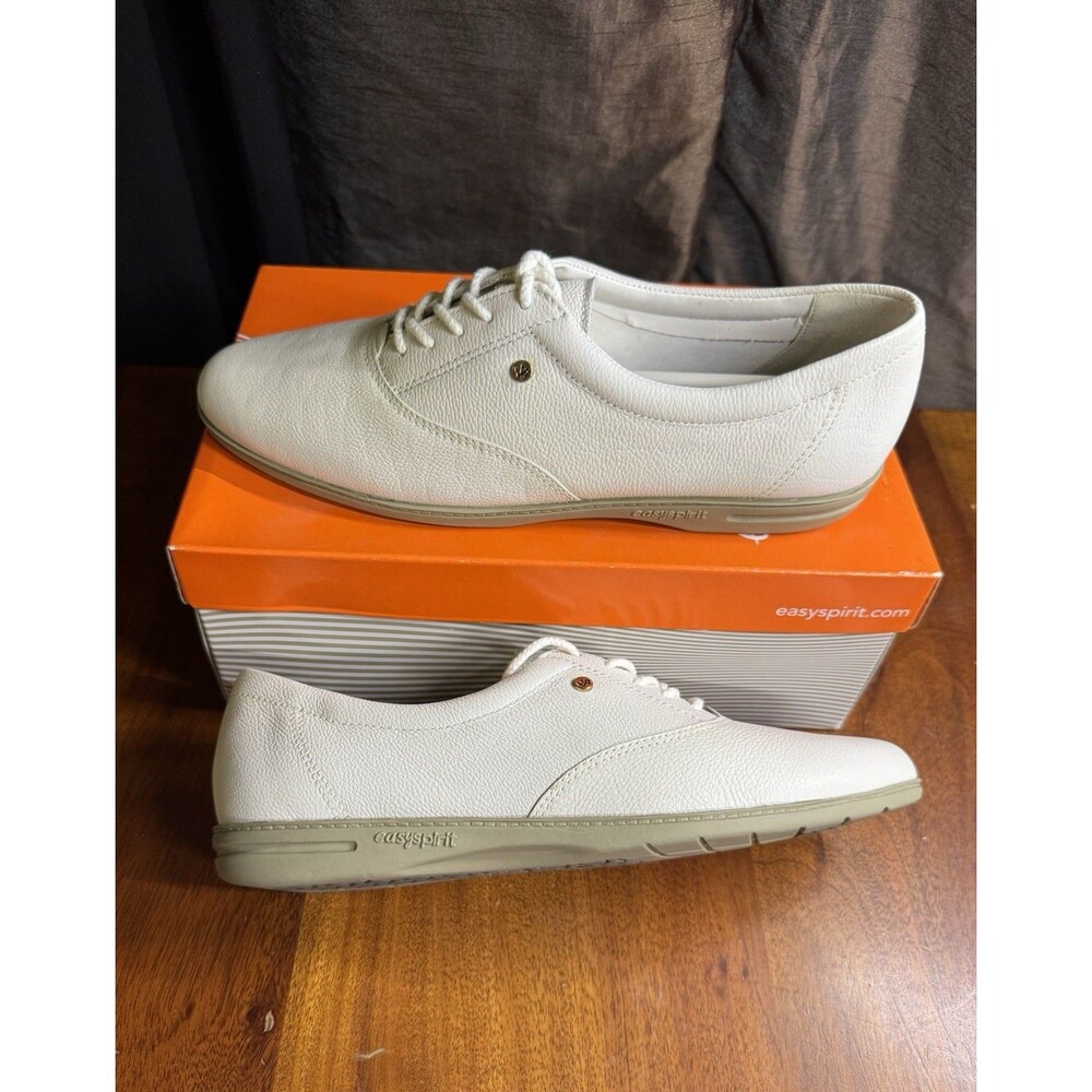 Easy Spirit Motion Wmn 7.5 3A Extra Narrow White Leather Oxford Shoe Comfort NEW